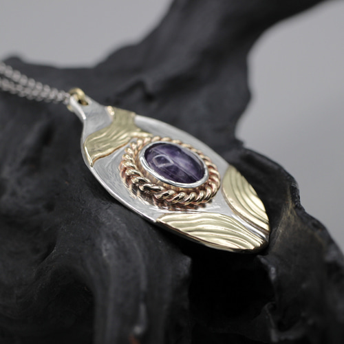 天然石　アメジスト　真鍮ペンダントトップ 天然石アメジスト真鍮ペンダントトップ