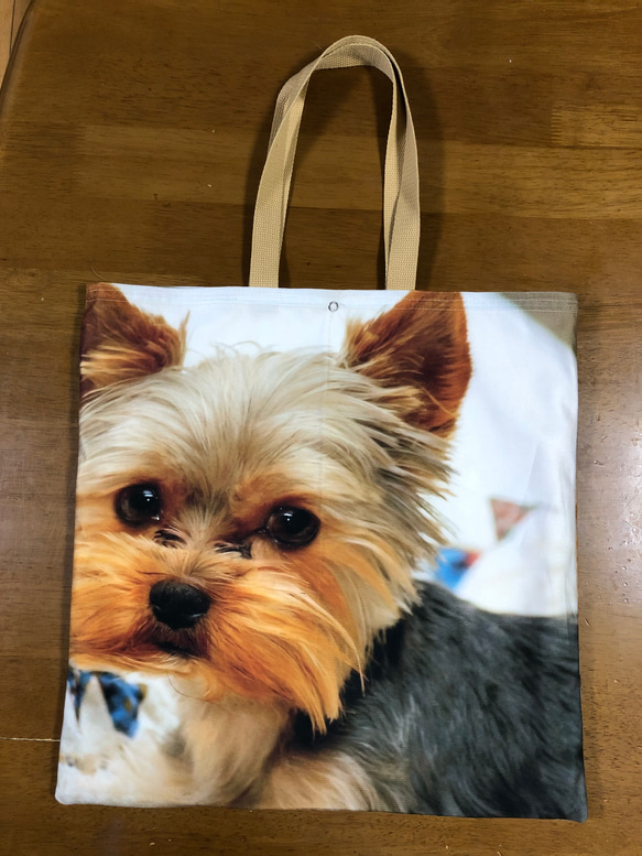犬柄 ハンドメイド ぺたんこBigトートバッグ ヨークシャーテリア 