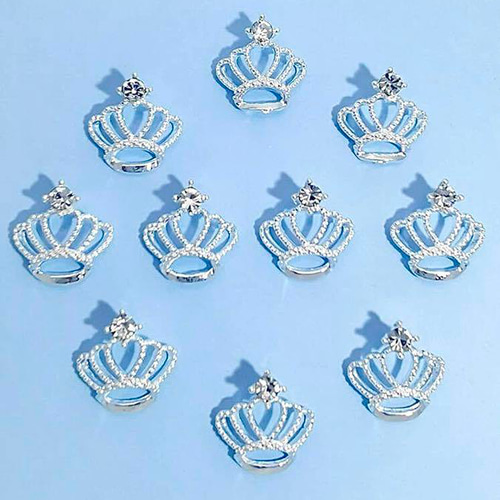 P89《2個》ネイルパーツ 王冠 シルバー クラウン ティアラ 可愛い