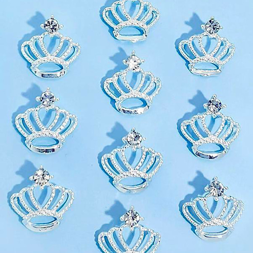 P89《2個》ネイルパーツ 王冠 シルバー クラウン ティアラ 可愛い