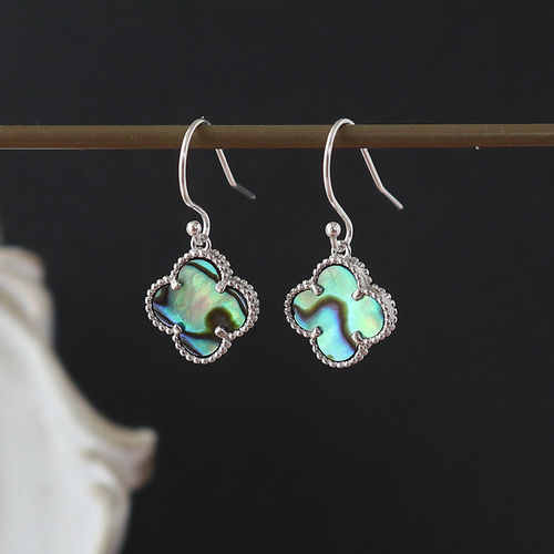 Silver925製 フックピアス】 アバロンシェル フラワーモチーフ 約11mm  