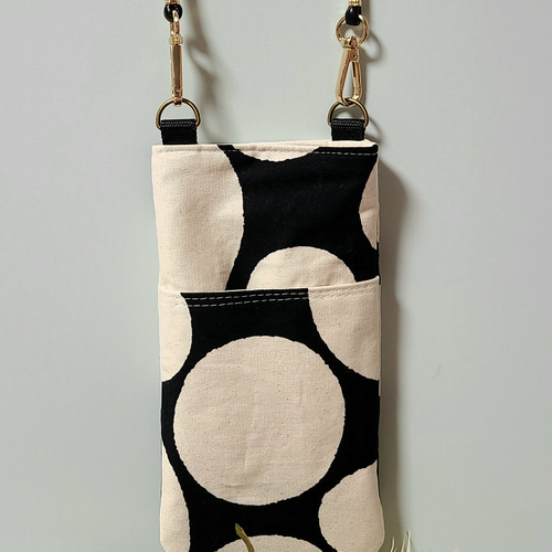 ハンドメイド スマホポシェット ショルダーバッグ サコッシュ ドット柄