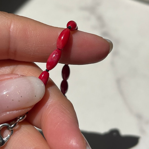 台湾／沖縄産【サンゴ ネックレス 赤】珊瑚（コーラル）鉱物 天然石