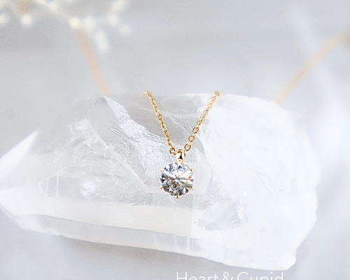 付けっぱなしOK！ダイヤ一粒ネックレス サージカルステンレス18k仕上げ