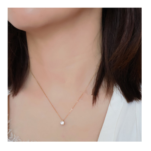 付けっぱなしOK！ダイヤ一粒ネックレス サージカルステンレス18k仕上げ