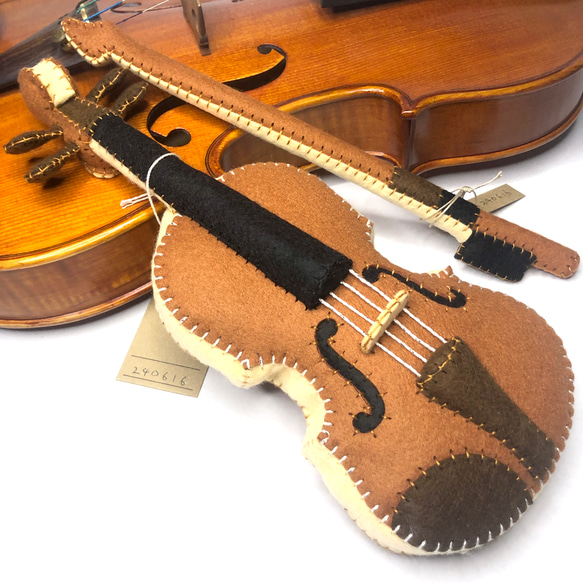 小さな音楽家のための【はじめてバイオリン】ちゃいろ フェルト製の