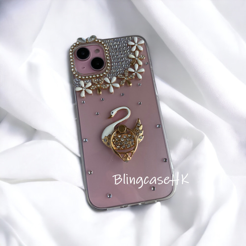 明日花キララ♡サイン入りiPhoneケース iPhoneケース キラキラ 白鳥 かわいい スマホケース