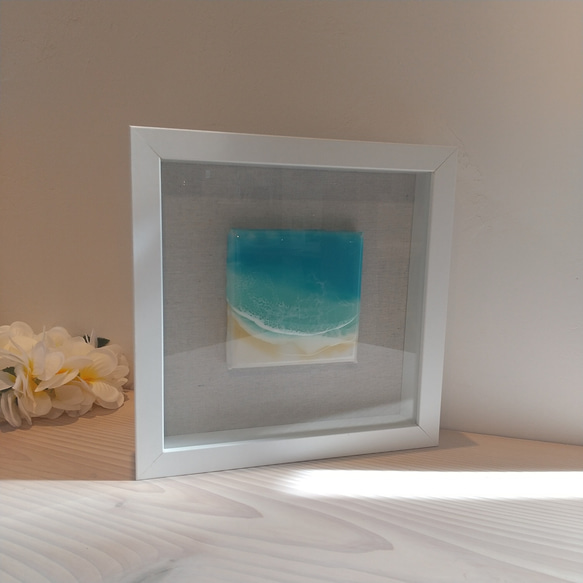 送料無料 Hawaiiの海 ワイキキ④ 額縁アート 海 レジンアート