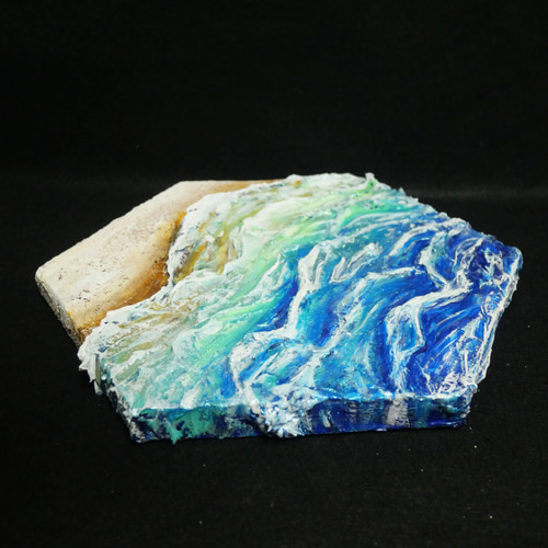 油絵 油彩 油彩画 絵 絵画 六角型【海の砂場】 絵画 HR 通販