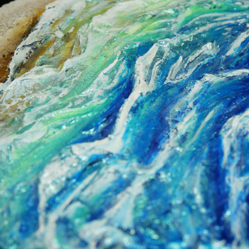 油絵 油彩 油彩画 絵 絵画 六角型【海の砂場】 絵画 HR 通販