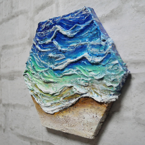 油絵 油彩 油彩画 絵 絵画 六角型【海の砂場】 絵画 HR 通販