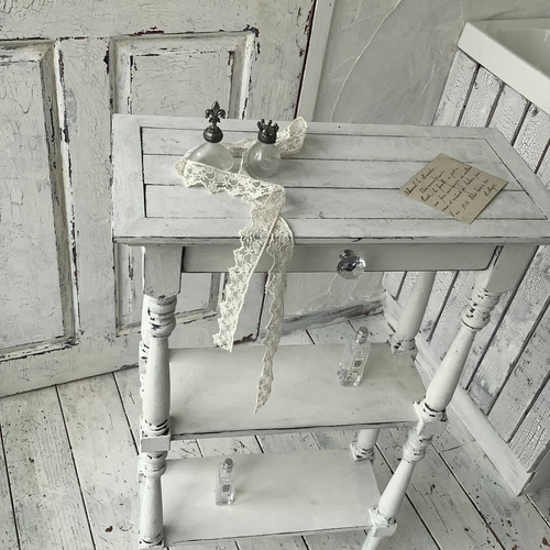 良品 シャビーシック木製コンソール引き出し付き 【公式通販】