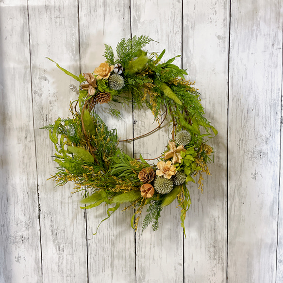 クリスマスリース ドライフラワーリース ナチュラル ナチュラルドライフラワーリース 約25cm 花のギフト社 クリスマス