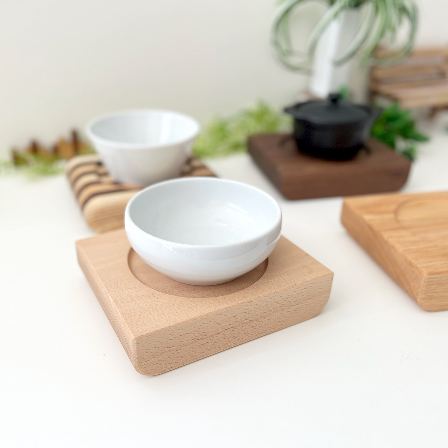 KATOMOKU ねこちゃんテーブル 1器タイプ ビーチ km-124NA 猫用 ご飯台 無垢材 インテリア