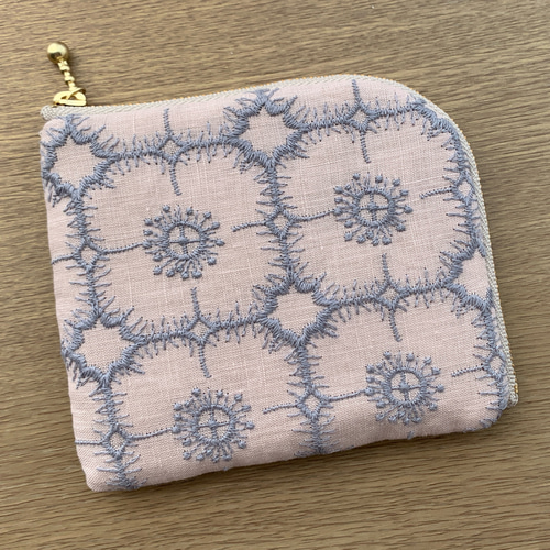 ミナペルホネン アネモネ ピンクベージュ×グレー ミニ財布 コイン  