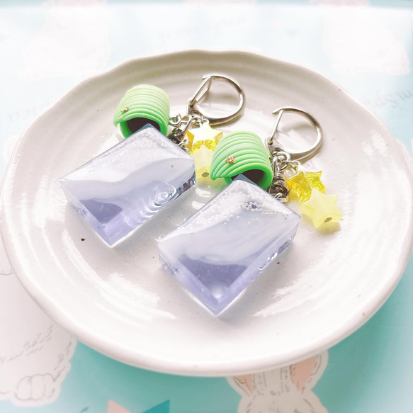 天の川ゼリーの和菓子キーホルダー フェイクスイーツ 練り切り 樹脂粘土 七夕 2枚目の画像