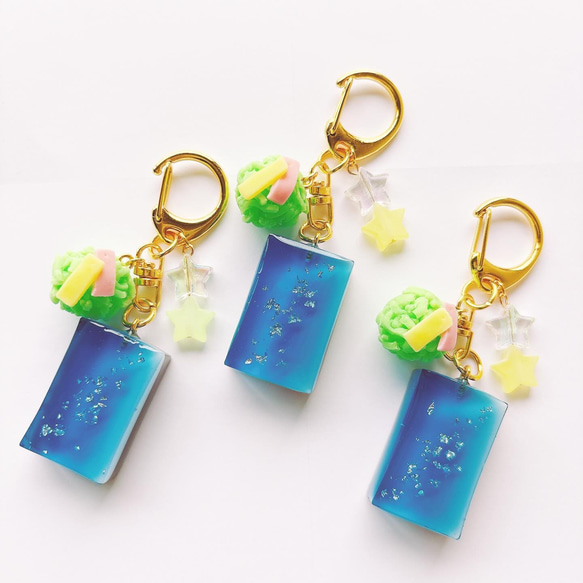 天の川羊羹の和菓子キーホルダー フェイクスイーツ 練り切り 樹脂粘土