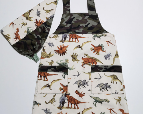 子供用エプロン&三角巾/サイズ: 100～110cm「恐竜」 epus100‐12