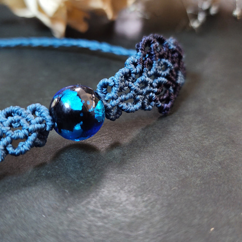 OKINAWABLUEワックスコードブレスレット黒カビラI