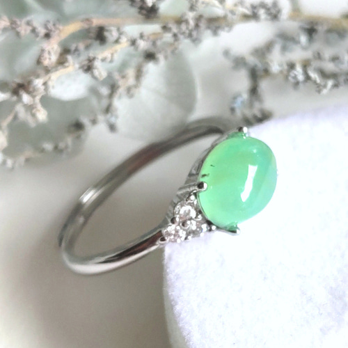 グリーンオパール うるうる リング 天然石 S925 指輪・リング bamboo