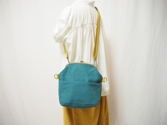 【限量樣品銷售】帆布袋2way單肩包≪青藍色≫ 第3張的照片