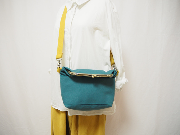 【限量樣品銷售】帆布袋2way單肩包≪青藍色≫ 第2張的照片
