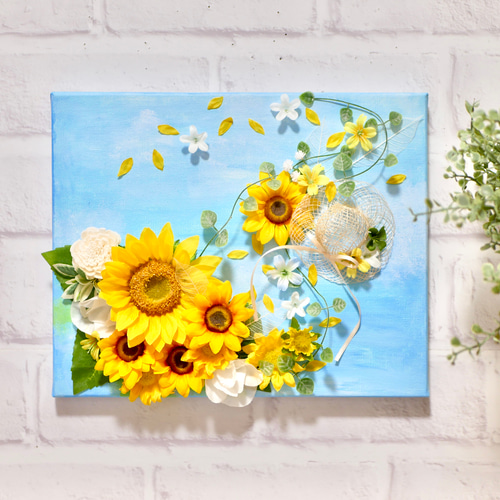 絵  フラワーアート 永遠の夏」花と絵のコラボ アートフラワー nozomi 通販 17890127