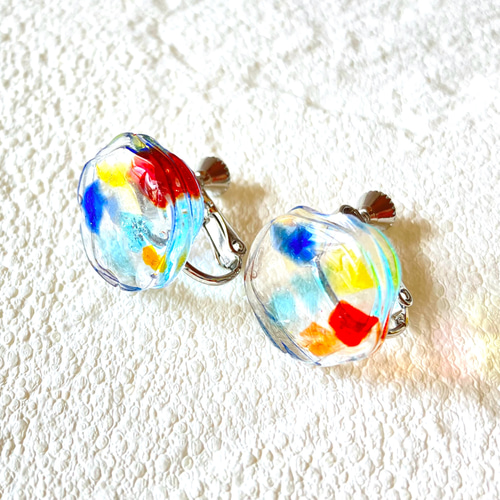 No.1575-C　紅葉☆もみじ☆琉球ガラス☆ピアス・イヤリング(グリーン) 38b9cfeb746fb88f97438711cbce99