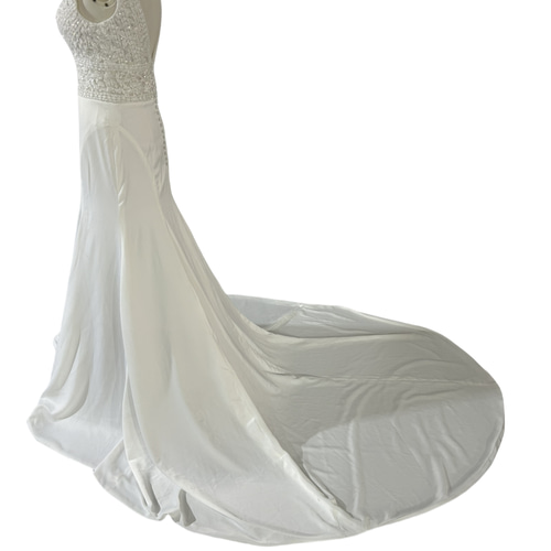 ウエディングドレス Vネックドレス ノースリーブ ハンドメイド