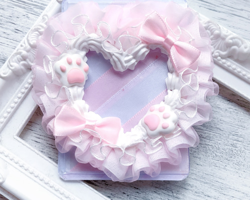 硬質ケース デコ トレカデコ ホイップデコ ハート ピンク 名刺入れ