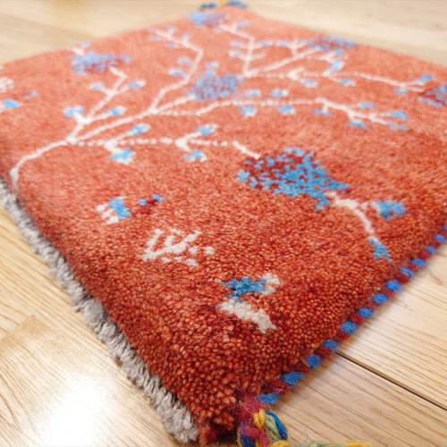 ペルシャ ギャッベ ミニマット 41x38.5cm 茜色 ザクロの実