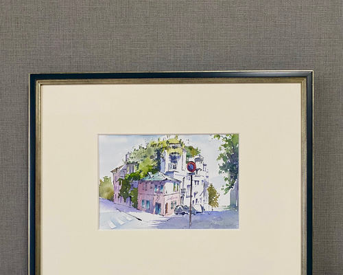 219)原画 水彩画 風景画 パリ モンマルトルの街並み 絵画 219)原画 水彩画 風景画 パリ モンマルトルの街並み 絵画