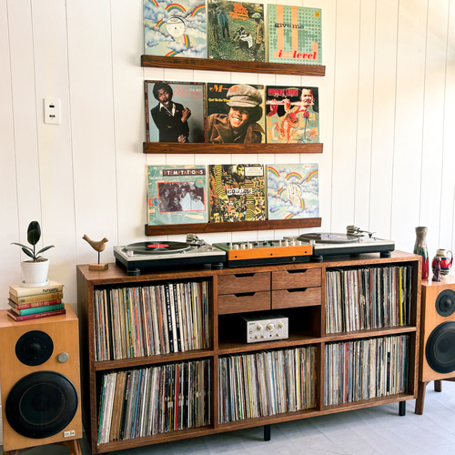 セット販売】VINTAGE RECORD CHEST ＆ 木製レコードレール3本