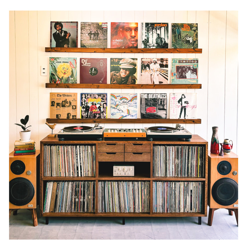 セット販売】VINTAGE RECORD CHEST & 木製レコードレール3本 セット販売】VINTAGE RECORD CHEST & 木製レコードレール3本