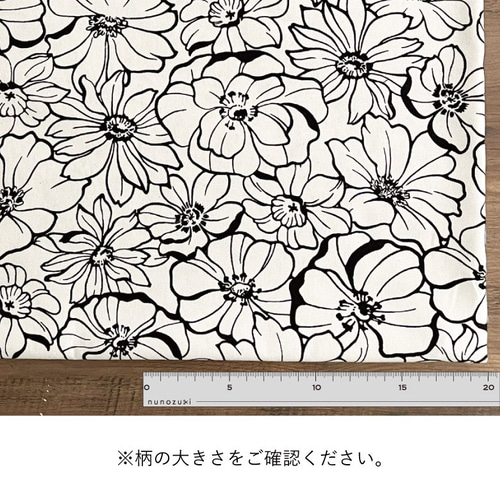 花柄 生地 布 線画フラワー オックス コットン100% 50cm単位販売