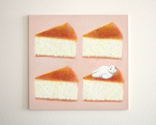 原画】日本画 チーズケーキ 22cm×22cm 揺れる