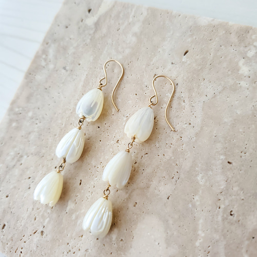 残1】ハワイアンピカケの3連ピアス ピアス（フック・チェーン