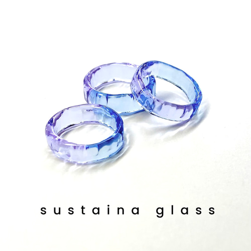 ガラスリング 〜plat〜 ブルー パープル 5号 〜 22号 国内送料無料