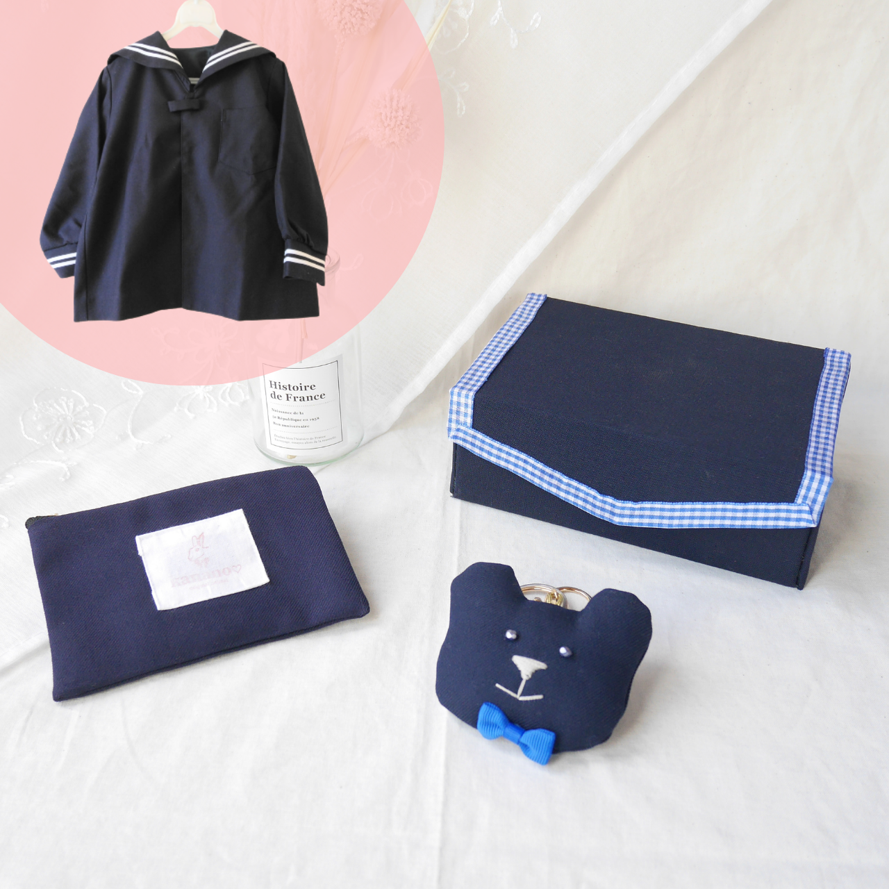 ぬいぐるみ キーホルダー ボックス ポーチ  制服 リメイク オーダー 卒業記念 メモリアル 思い出  高校生 中学生