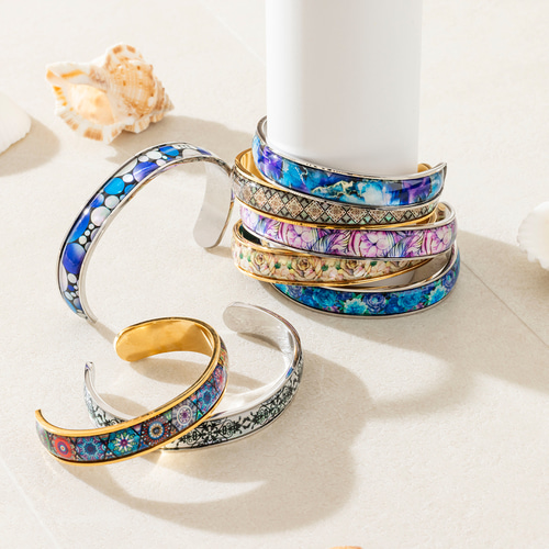 天然貝 螺鈿アート シェル ☆ バングル 【デザイン選べる】 ギフト