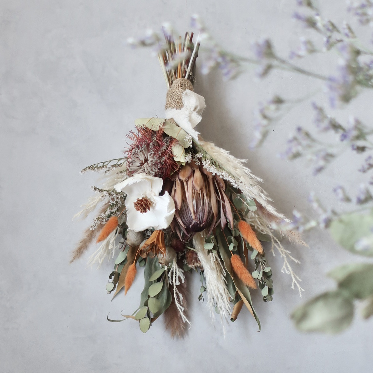 ドライフラワーリーススワッグ花束インテリアウェルカムスペース