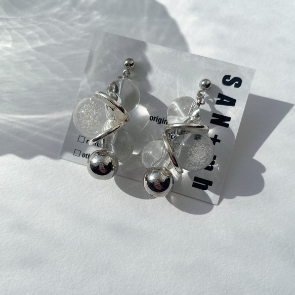 S    クリア　バブル　鈴丸　ピアス　イヤリング 3枚目の画像