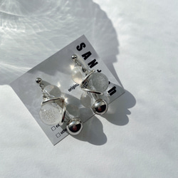 S    クリア　バブル　鈴丸　ピアス　イヤリング 2枚目の画像