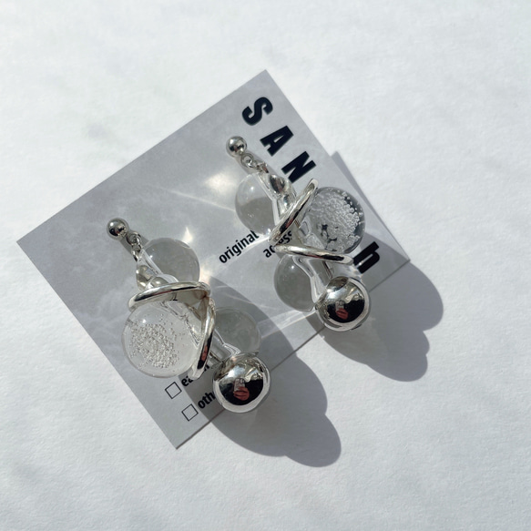 S    クリア　バブル　鈴丸　ピアス　イヤリング 4枚目の画像