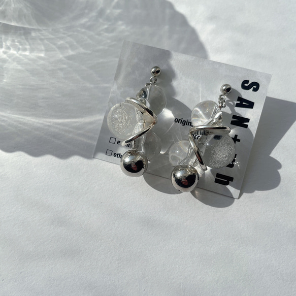 S    クリア　バブル　鈴丸　ピアス　イヤリング 1枚目の画像