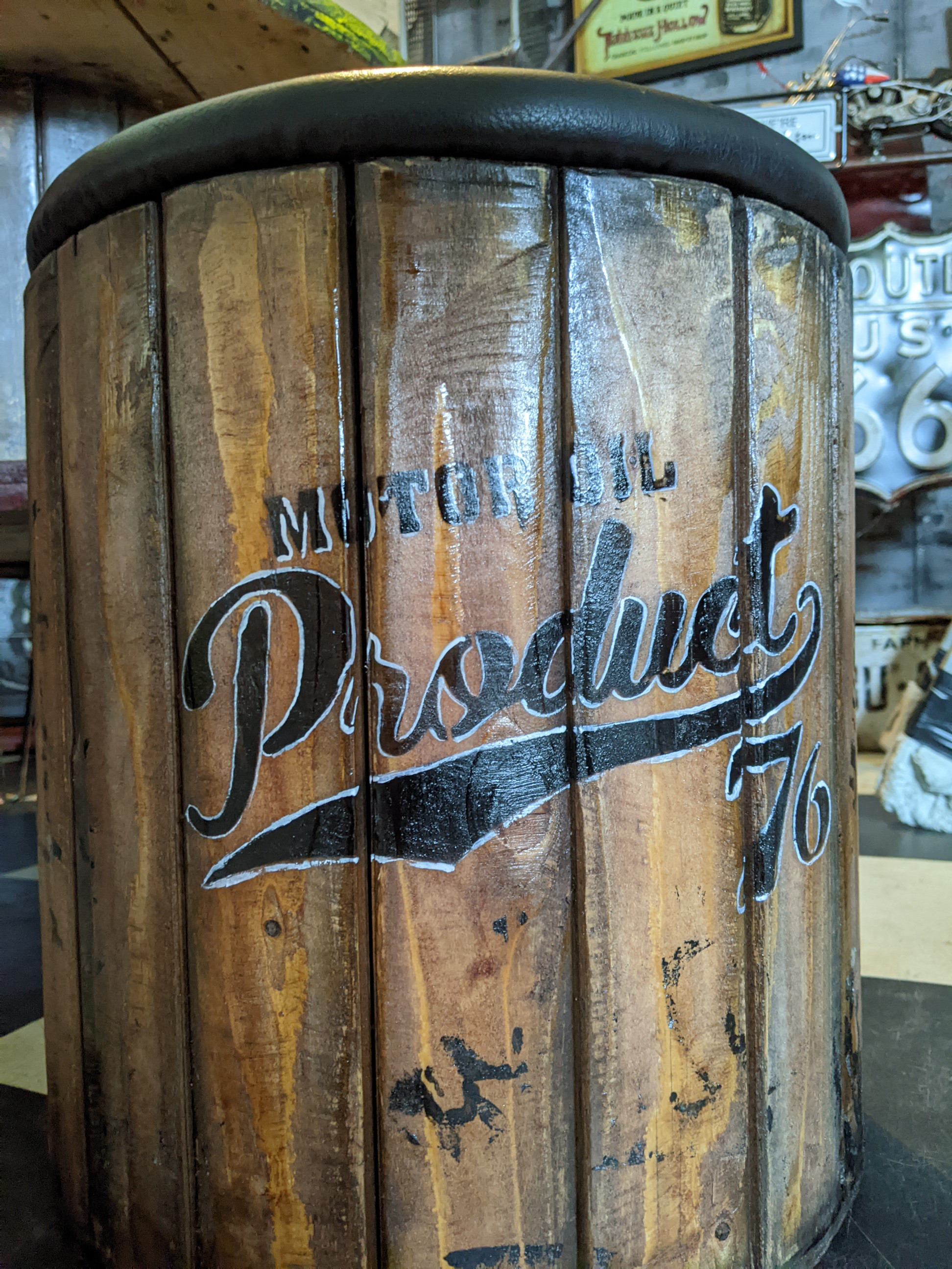 木樽型 収納スツール  ちょっとした腰掛けに  木製チェア（内部トレイ無） クッションスツール  アメリカンヴィンテージ 9,240円