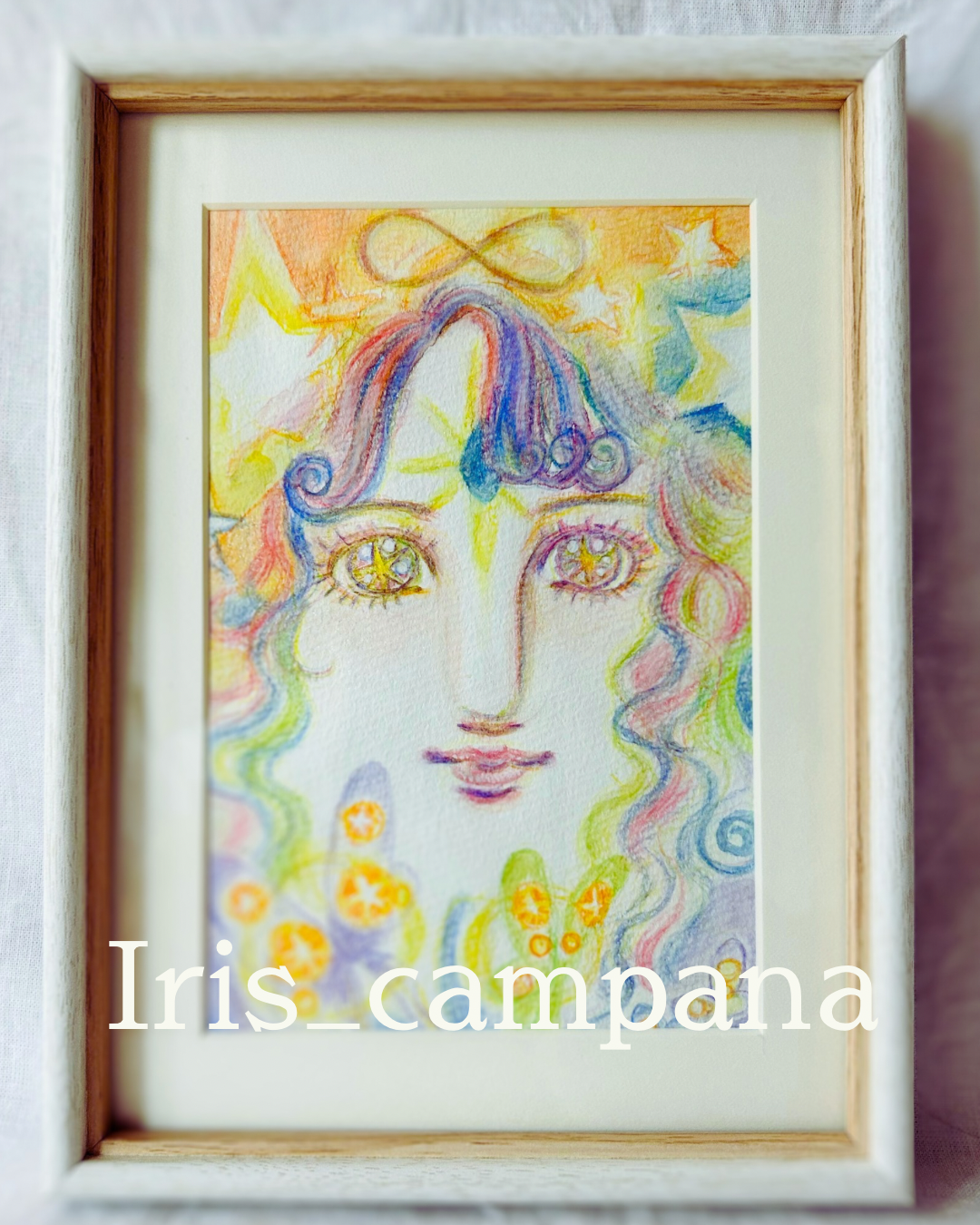 ✨ 抽象的な水彩+鉛筆画 フレーム付き 抽象画アート No.033 透明水彩紙 B2サイズ | kasui_artwork