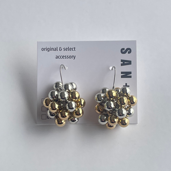 S    つぶつぶ　ピアス　イヤリング　／　シルバー    ゴールド    ミックス 8枚目の画像