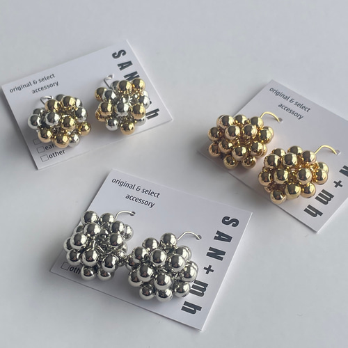 S つぶつぶ ピアス イヤリング ／ シルバー ゴールド ミックス ピアス