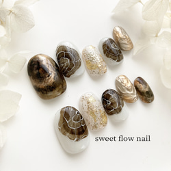 現品！ネイルチップＮＯ.40623(3)#0〜#9タイプ【ラウンドショート】ニュアンス　ブライダル　成人式 ミラー 2枚目の画像